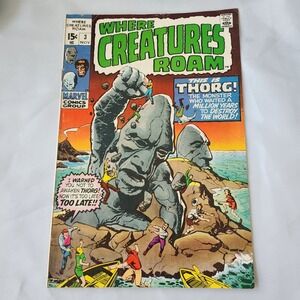 Where Creatures Roam #3 Comic Book November 1970 Marvel Comics Thorg Classic B&B